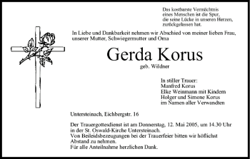 Anzeige von Gerda Korus von MGO