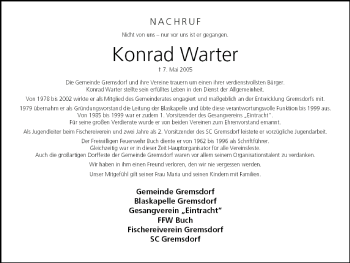 Anzeige von Konrad Wader von MGO