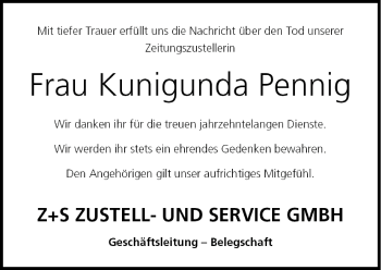 Anzeige von Kunigunda Pennig von MGO