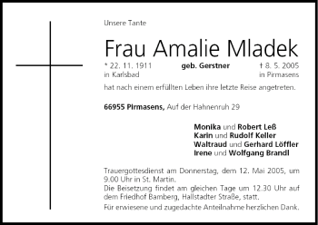 Anzeige von Amalie Mladek von MGO