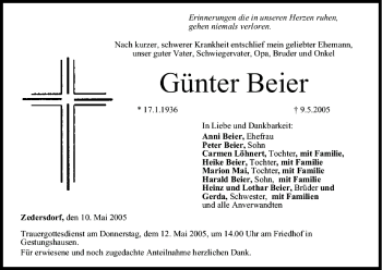 Anzeige von Günter Beier von MGO