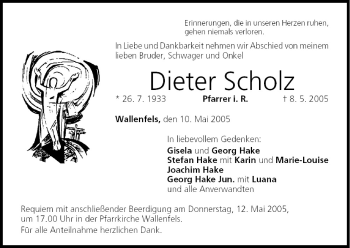 Anzeige von Dieter Scholz von MGO