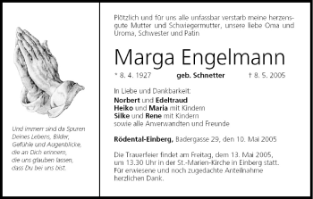 Anzeige von Marga Engelmann von MGO