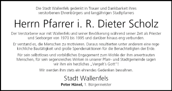 Anzeige von Dieter Scholz von MGO