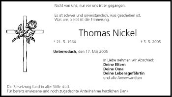 Anzeige von Thomas Nickel von MGO