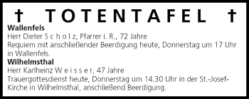 Anzeige von Totentafel vom 12.05.2005 von MGO