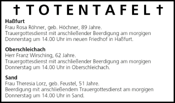 Anzeige von Totentafel vom 11.05.2005 von MGO