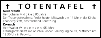 Anzeige von Totentafel vom 11.05.2005 von MGO