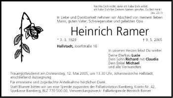 Anzeige von Heinrich Ramer von MGO