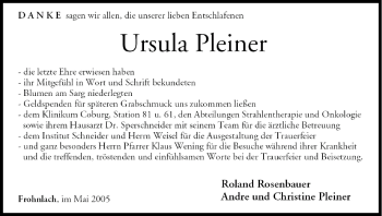 Anzeige von Ursula Pleiner von MGO