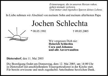 Anzeige von Jochen Schlechta von MGO