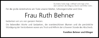 Anzeige von Ruth Behner von MGO