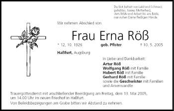 Anzeige von Erna Röß von MGO