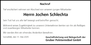 Anzeige von Jochen Schlechta von MGO