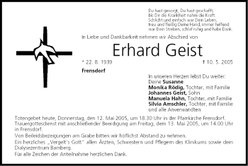 Anzeige von Erhard Geist von MGO