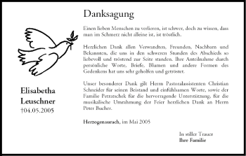 Anzeige von Elisabetha Leuschner von MGO