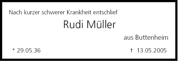 Anzeige von Rudi Müller von MGO