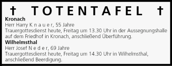 Anzeige von Totentafel vom 13.05.2005 von MGO