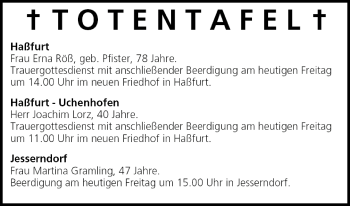 Anzeige von Totentafel vom 13.05.2005 von MGO