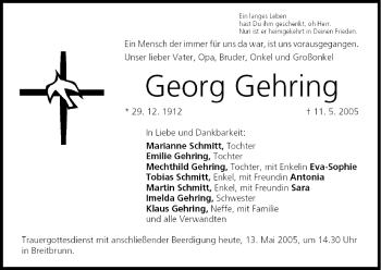 Anzeige von Georg Gehring von MGO