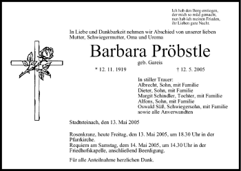 Anzeige von Barbara Pröbstle von MGO