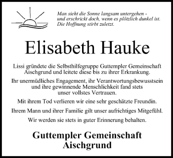 Anzeige von Elisabeth Hauke von MGO