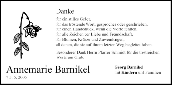 Anzeige von Annemarie Barnikel von MGO