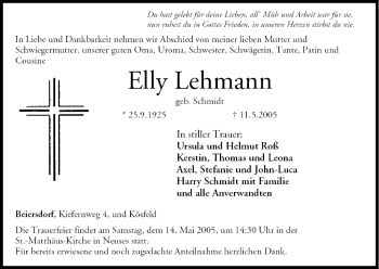 Anzeige von Elly Lehmann von MGO