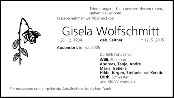 Anzeige von Gisela Wolfschmitt von MGO