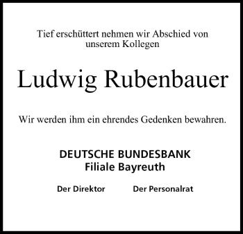 Anzeige von Ludwig Rubenbauer von MGO