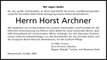 Anzeige von Horst Archner von MGO