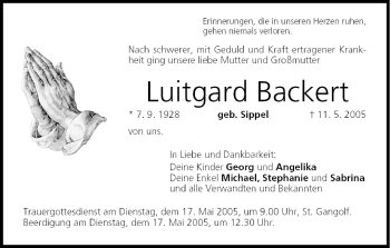 Anzeige von Luitgard Backert von MGO