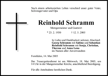 Anzeige von Reinhold Schramm von MGO