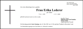 Anzeige von Erika Lederer von MGO