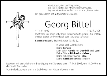 Anzeige von Georg Bittel von MGO