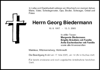 Anzeige von Georg Biedermann von MGO