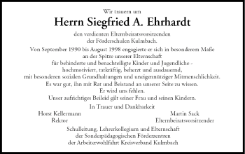 Anzeige von Siegfried Ehrhardt von MGO