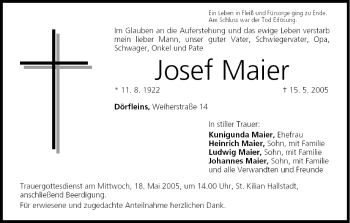 Anzeige von Josef Maier von MGO