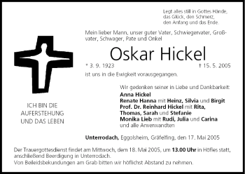 Anzeige von Oskar Hickel von MGO
