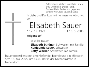 Anzeige von Elisabeth Sauer von MGO
