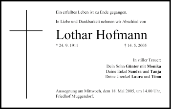 Anzeige von Lothar Hofmann von MGO