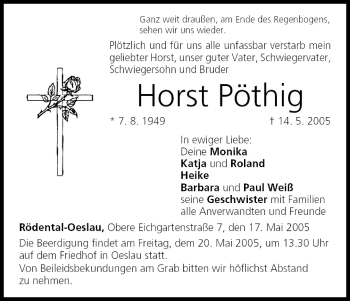 Anzeige von Horst Pöthig von MGO