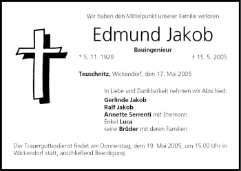 Anzeige von Edmund Jakob von MGO
