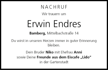 Anzeige von Erwin Endres von MGO