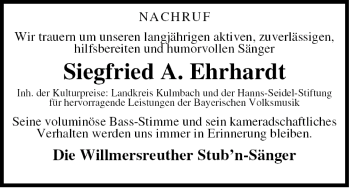 Anzeige von Siegfried Ehrhardt von MGO