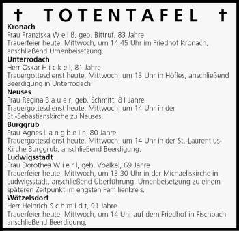 Anzeige von Totentafel vom 18.05.2005 von MGO