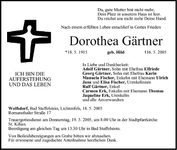 Anzeige von Dorothea Gärtner von MGO