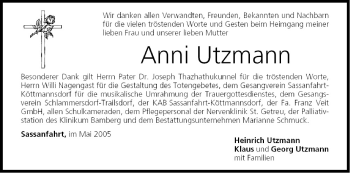 Anzeige von Anni Utzmann von MGO