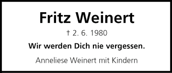 Anzeige von Fritz Weinert von MGO
