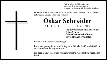 Anzeige von Oskar Schneider von MGO